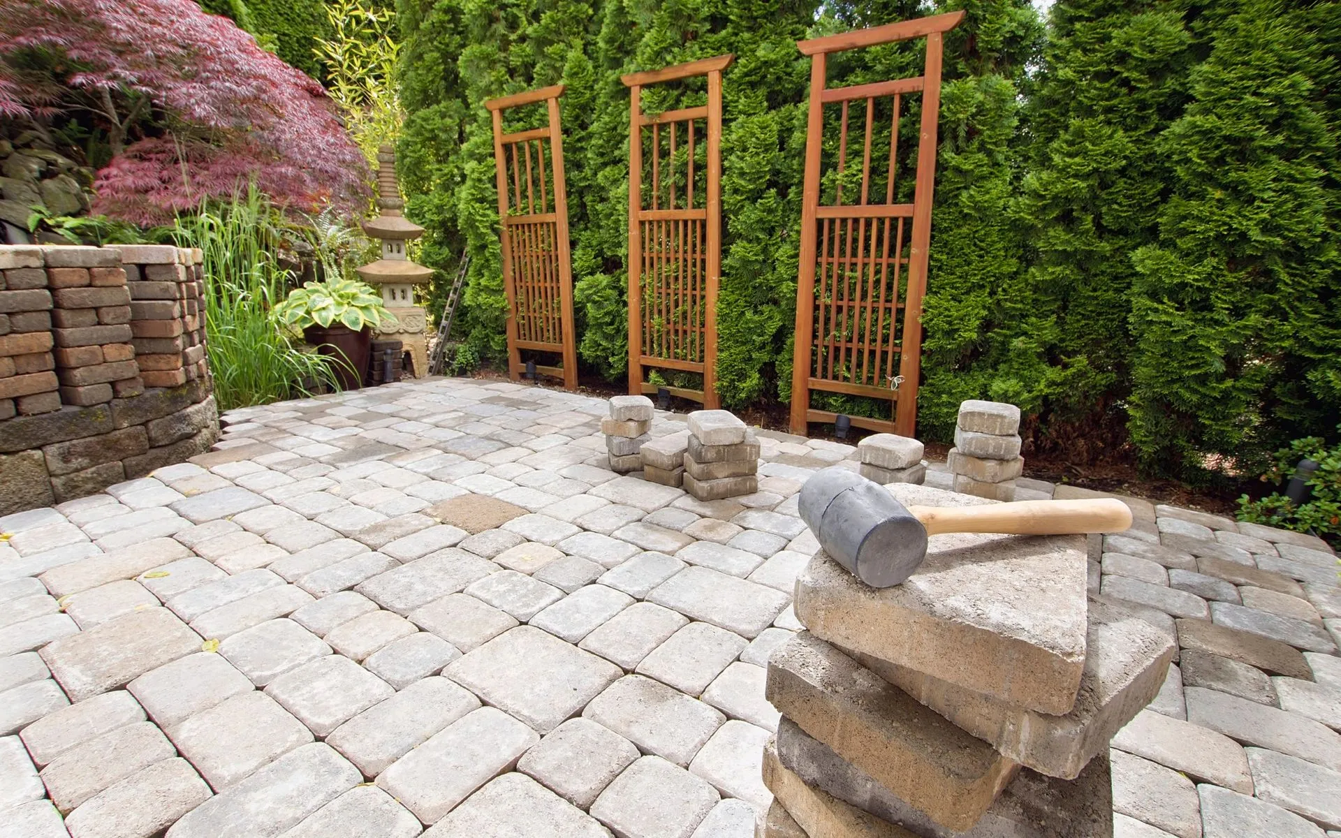 brick pavers patio done by Scottsdale Artificial Turf